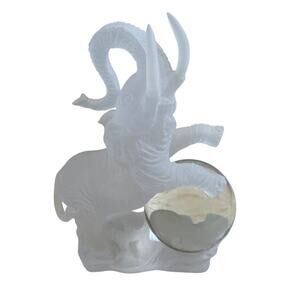 Frosted Elephant Figurine Gift Dancing With Crystal Ball Acrylic Great Condition